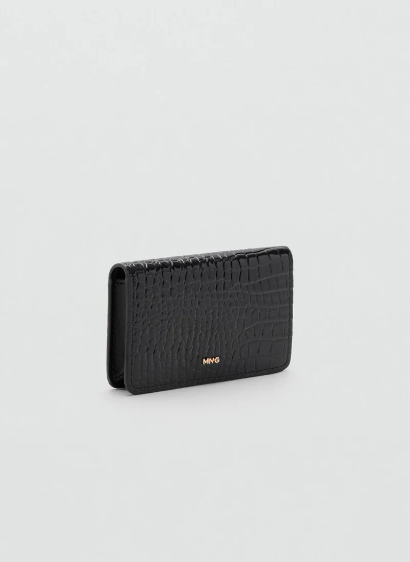 مانجو Small shiny croc-effect wallet